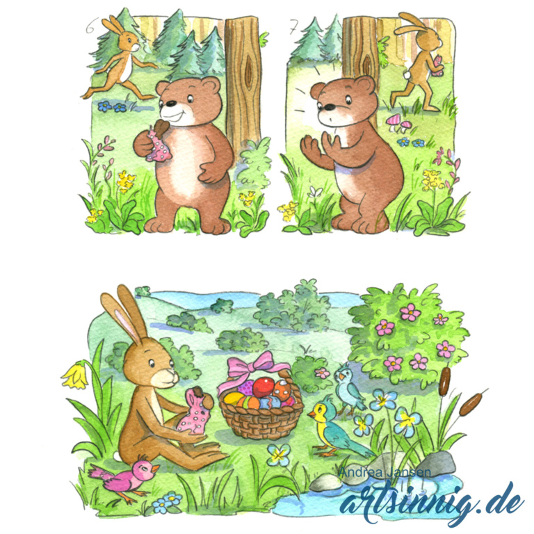 Seite einer Prinzessin Lillifee Bildergeschichte im Wald mit Bruno und Henry zu Ostern